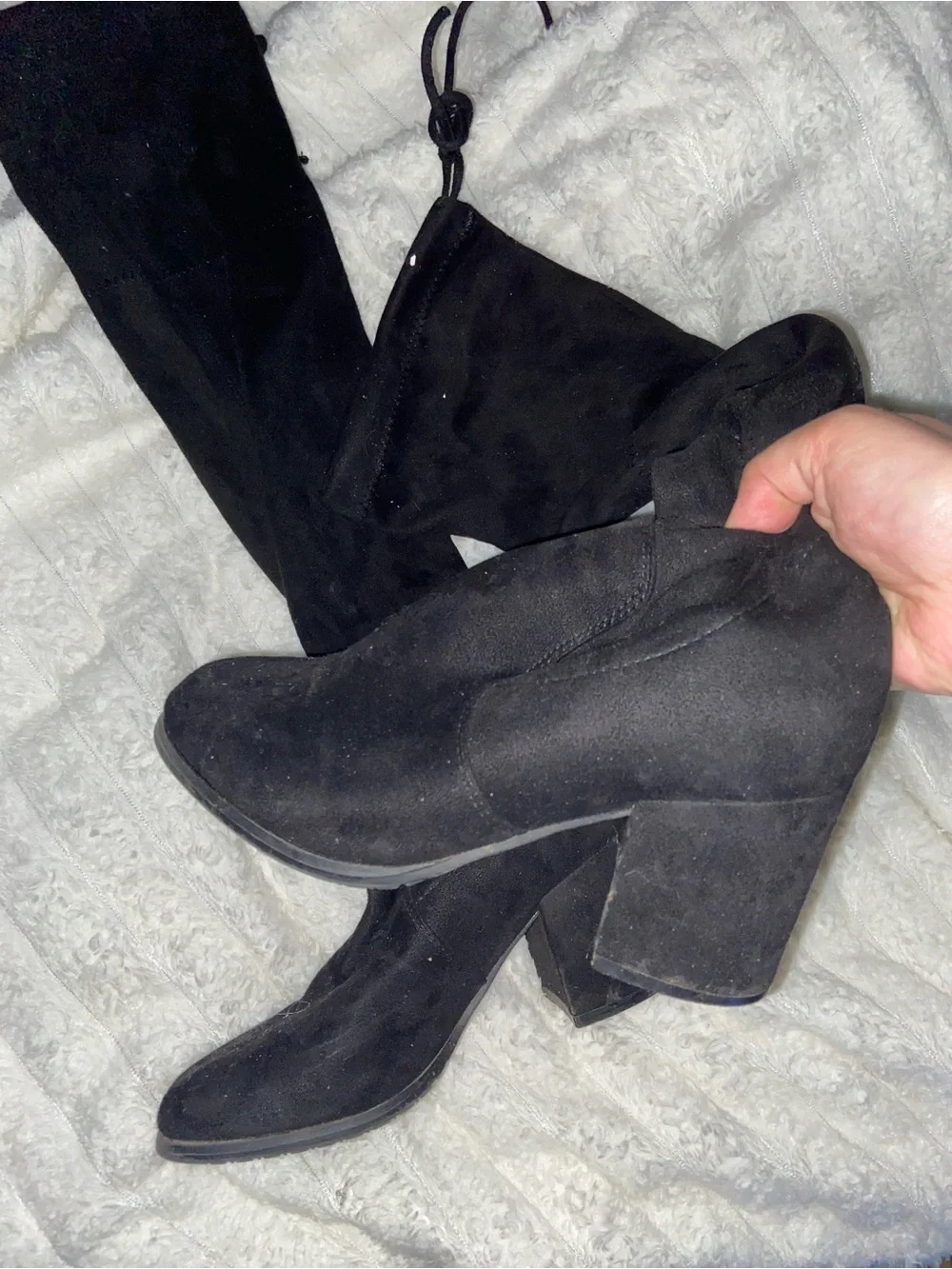 Black thigh high boots